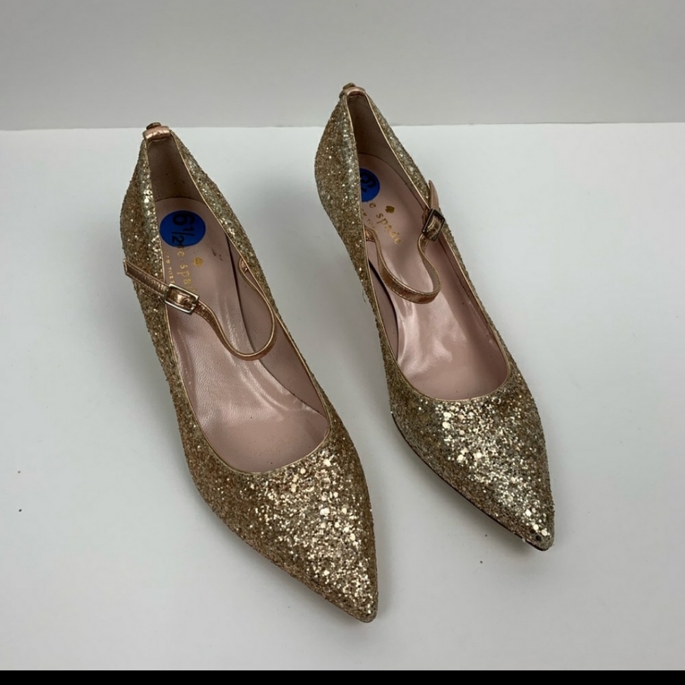Kate Spade Gold Millie Kitten Heel 6.5